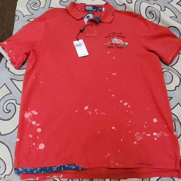 SOLD!!! $198 Polo Country Ralph Lauren Classic Fit Distressed Paint Splatter - Picture 2 of 12